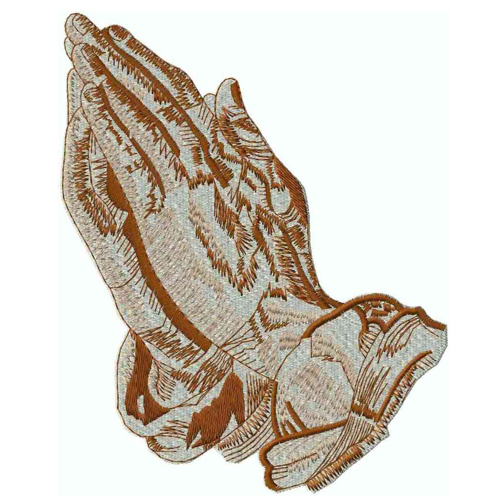 2-Tone Praying Hands, Brown, Applique