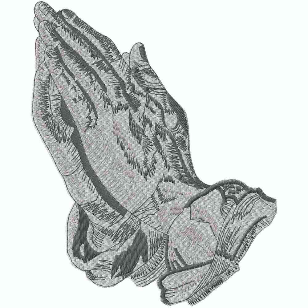2-Tone Praying Hands, Silver, Applique
