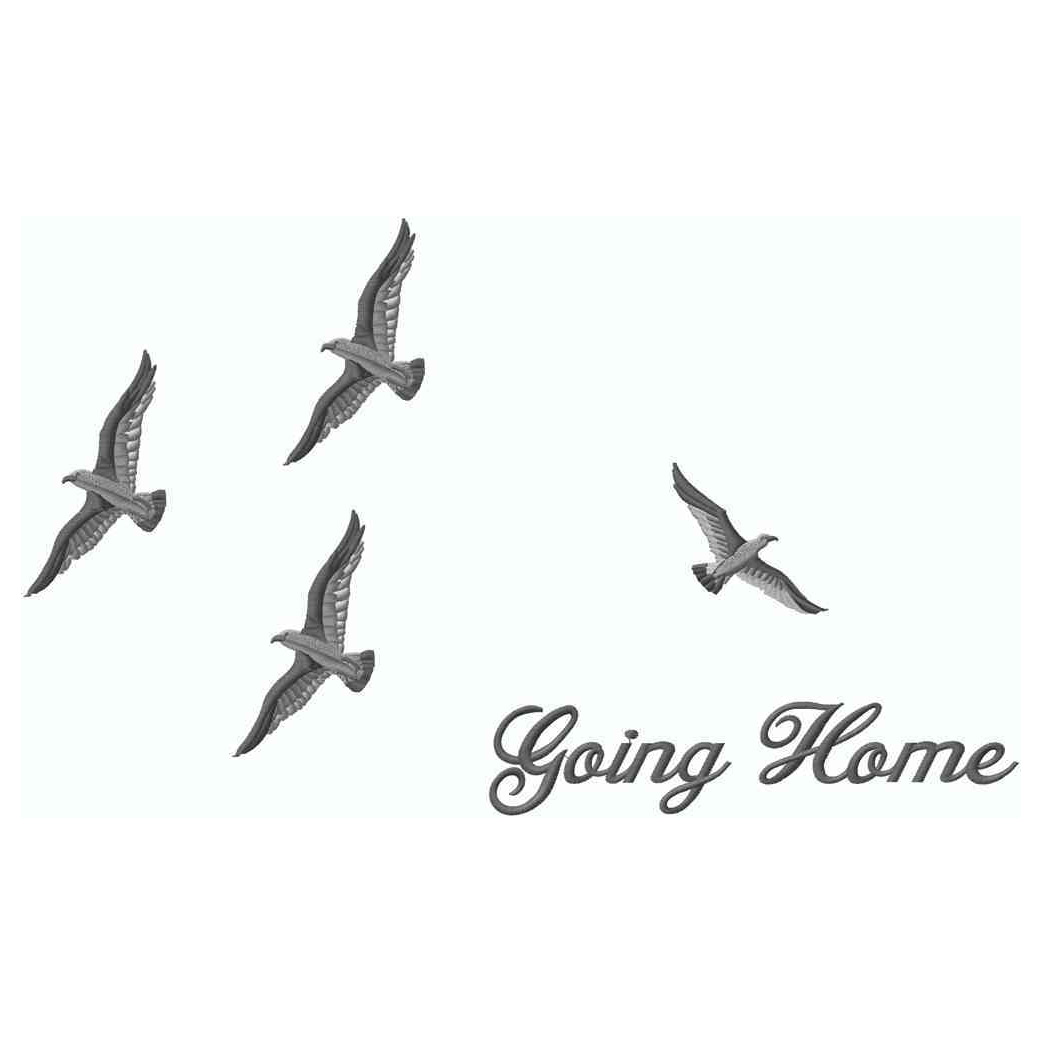 Birds Going Home, Silver, Applique
